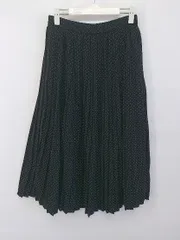 ◇ riche glamour リシェグラマー 水玉 ドット 膝下丈 プリーツ スカート サイズM ブラック ホワイト レディース P  【中古】 【1211110003624】