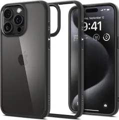 Spigen 【創業18年の技術力】 iPhone 15 Pro Max ケース クリア ストラップホール  ACS06570 (マット・ブラック)