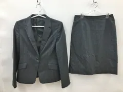 グリーンレーベルリラクシング セットアップ スカートスーツ 38 ストライプ柄 グレー系 2401WT121