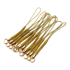 新品 [MACHIDA] レーヨンカン付(金メッキ)根付紐 10本セット ストラップ用 ねつけ紐 お守り (カレハ)