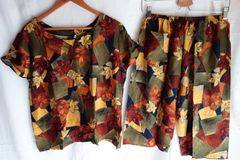 ベトナムパジャマ風セットアップ⑭〈ドーボーđồ bộ〉ルームウェア/夏のパジャマ/涼しい/新品/アジア/エスニック/ベトナム服