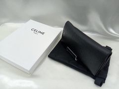 【CELINE】Celine 10C863 Vertical Wallet, Grained Calfskin, Brand, Black, Men's Wallet, Used
