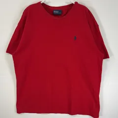古着 90's/90年代 ポロバイラルフローレン Polo by Ralph Lauren 半袖Tシャツ ロゴ 刺繍 クルーネック M  レッド 無地 メンズ