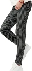 BillionWorks スウェットパンツ ジョガーパンツ メンズ テーパードパンツ ストライプ スリム ストレッチパンツ( ブラック,  XL)