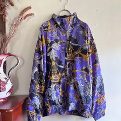 80s90sEuro vintage zip-up blouson /ヨーロッパ古着スカーフ柄のジップアップブルゾン