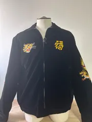 HOUSTON 45周年記念モデル ベロア 別珍 ベトジャン スカジャン XL HOUSTON ヒューストン スカジャン ベロア アラスカ刺繍 長袖