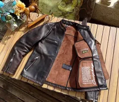 秋冬 新品　J100 上品　1.2mm　植物タンニンなめし茶芯馬革　レトロ　本革 　ライダースジャケット 革ジャン