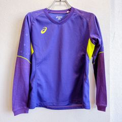 アシックス ASICS スポーツウェア 長袖 Tシャツ ロンT ロングスリーブ ラグラン キッズ Vネック ワンポイント 星柄 プリント 切り替え 異素材 蛍光色 小さめ