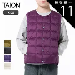 種類11：PURPLE/110 タイオン キッズ ベスト taion K004 KS CREW NECK BUTTON DOWN VEST ベーシック クルーネック インナーダウンベスト 子供服 アウター インナーベスト インナーダウン アウトドア(24093