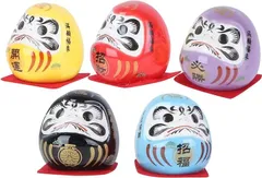 NOELAMOUR だるま 達磨 置物 ミニ 5個 セラミック 商売繁盛 可愛い 装飾 車内飾り 外国人 ギフト 贈り物