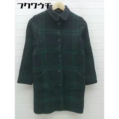 ■ UNITED ARROWS PINK LABEL チェック 長袖 コート サイズS ブラック グリーン レディース 【中古】 【1101280011409】