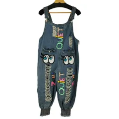 ユーズドフルギ USED古着 スパンコール装飾 ダメージ デニムオーバーオール レディース 表記無 