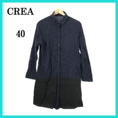 美品 CREA クレア ワンピース 襟付き シンプル ひざ丈 レディース ストライプ 40