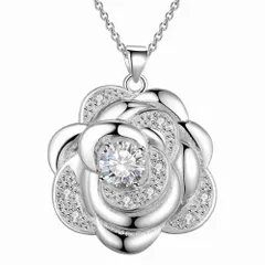 薔薇 ネックレス　シルバー　レディース　バラ　ローズ フラワー アクセサリー