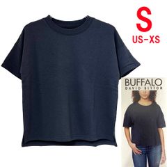 新品 S ★ コストコ BUFFALO バッファロー レディース 半袖 スウェット シャツ ネイビー グレー US-XS トレーナー 裏毛 パイル地 薄手 無地 カットソー スウェット トップス プルオーバー 五分袖 シンプル カジュアル ゆったり 大きめ
