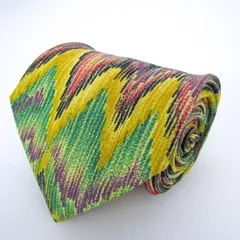 ミッソーニ ブランド ネクタイ 総柄 幾何学模様 マルチカラー シルク イタリア製 PO メンズ イエロー Missoni 【中古】