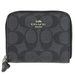 【本物保証】 超美品 コーチ COACH F78144 シグネチャー ダブルファスナー折り財布 パスケース ブラック 黒