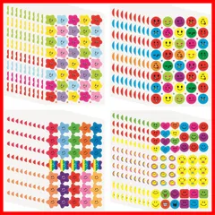 ク ー ポ ン 有☆彡ステッカー 学童用 かわいい 星 シール ニコニコ表情円形シール カラフル 【１６９０ピース】 大容量 学童用 ごほうびシール 教師褒美用品 EUSTACE