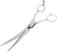 RICHAIR プロ仕様 ペット用 トリミング ハサミ カーブシザー 顔周り 足回り 目元 丸みを出しやすいカーブ型の刃 トリマー 犬 猫 全長19cm 上カーブハサミ(上カーブハサミ)