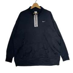 NIKE ナイキ ハーフジップ プルオーバー 裏地フリース 長袖 プリント ワンポイントプリント刺繡 オーバーサイズ ビッグシルエット JORDAN製 XLサイズ ブラック