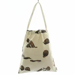 テンベア TEMBEA 23AW 巾着バッグ BEAVER PRINT ベアプリント ハンドバッグ キャンバス 総柄 ベージュ 茶 ブラウン TMB-1863H /BB ■OF