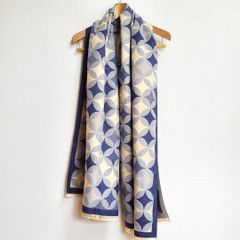 大判ストール 厚手 秋 冬 春 レディース 暖かい 青×白 ブルー ホワイト 七宝柄 チェック柄 羽織 ダイヤ柄 ショール ブランケット代り 柔らかい ドット 女性 ギフト ロング プレゼント ボリューム 持ち運び 膝掛け 母の日 長め 長方形 透けない 寒さ