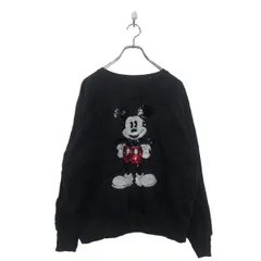 H&M ロゴ スウェット トレーナー S レディース レッド ブラック ラグラン スパンコール キャラクター 古着卸 アメリカ仕入 a603-6121