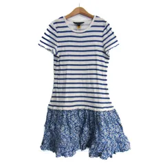 ポロラルフローレン 切替ワンピース トップス 半袖 ボーダー柄 キッズ 女の子用 L/G(12-14)サイズ 青×白 POLO RALPH LAUREN 【中古】