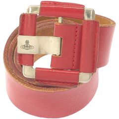 Vivienne Westwood ヴィヴィアンウエストウッド スクエアバックルレザーベルト  レッド -