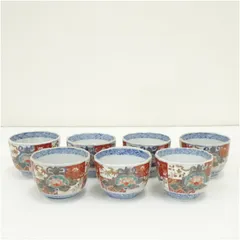 江戸末期　古伊万里　錦手向付７客 器 和食器 おしゃれ 懐石 料理 割烹 骨董 茶道 茶道具 刺し身 刺身 お造り 向附け むこうづけ