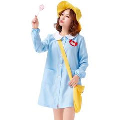 【新着商品】定番 衣装 衣装 みずいろ ピンク かわいい 2色 お得な4点フルセット（スモック、帽子、バッグ、名札） コスプレ ようちえん 制服 園児 仮装 ハロウィン 幼稚園 イベント余興 学園祭 [JUNDOMECY] コスプレパーティー (みずいろ)