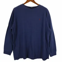 2000年代 Polo by Ralph Lauren ポロバイラルフローレン ワンポイント 長袖Ｔシャツ 大きいサイズ  ネイビー (メンズ XXL) 中古 古着 O4628
