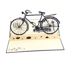 【数量限定】カード アップ 小 カード 立体 グリーティング カード 1Pc 自転車 招待状 Gogogmee ネイビー