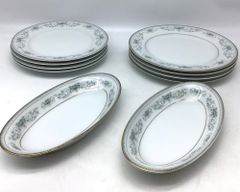 5219 【まとめ】Noritake ノリタケ 2600 NOBLE 大皿（23ｃｍ）4枚 中皿（21ｃｍ）4枚 オーバル（最大23ｃｍ）2枚 計10枚 薔薇ブーケ柄 金彩 花柄 食器