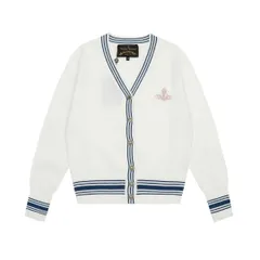 【本日限定特価】Vivienne Westwood レディース カーディガン 土星ロゴ刺繍 シーズンレス ホワイト＆ブラック/ホワイト＆ブルー/ブラック S-L [本日特価|新品未使用品]