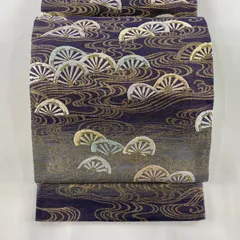 袋帯 秀品 無名抄 雪月花鳥風月 字繋模様 刺繍 金銀糸 黒 六通 正絹 中古