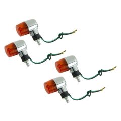 【迅速発送】バイクパーツセンター(Bike Parts Center) メッキウインカー丸型 汎用 オレンジレンズ 4個セット