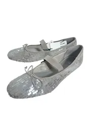 Zara スパンコール　フラットシューズ　バレリーナシューズ　メリージェーン　Mary Jane シルバー　新品未使用　正規品