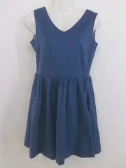 ◇ OPAQUE.CLIP 総柄 Vネック ノースリーブ ミニ ワンピース サイズM ブルー系 グレー系 ブラック レディース P  【中古】 【1211280006470】