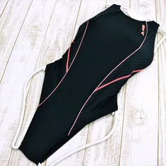 SE2-W88☆arenaアリーナ競泳水着 L 斜めボーダー 黒 コーラル 背中開き オープンバック  レディース 練習用水着 フィットネスジムプール ワンピース■