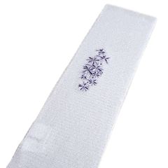 半衿 半襟 夏用 絽縮緬 洗える刺繍半衿 （白地にパープルの花火柄）キラキラ ラインストーン日本製