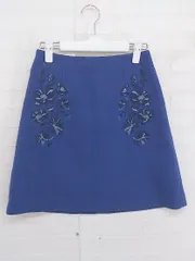 ◇ PROPORTION BODY DRESSING プロポーションボディドレッシング 刺繍 ミニ 台形 スカート サイズ1 ブルー系 レディース P  【1301230005612】