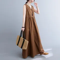 ワンピース レディース フレアワンピース ロング マキシ 袖なし ノースリーブ ラウンドネック フレア Aライン かわいい 大人可愛い シンプル カジュアル おしゃれ レトロ アジアン エスニック こなれ感 ラフ メンズライク ラブリー キュート ガーリー ル