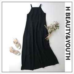 24SS 定価36300円 H BEAUTY&YOUTH UNITED ARROWS  エイチビューティーアンドユースユナイテッドアローズ レーヨン ポプリン キャミソール ワンピース 日本製 SMALL 36 黒 ブラック (89Y＋4389)25N
