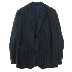 美品 PAUL SMITH COLLECTION ポールスミスコレクション 日本製 ストライプ柄 長袖 テーラードジャケット L ネイビー系 メンズ 古着