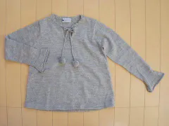 銀座サエグサ sayegusa アウトレット 子供服 女の子 7歳 120cm 長袖 ニット セーター グレー ウール 無地 秋 冬 ★3 トップス 冬服 ガールズ 女児 キッズ 【中古】 ユーズド リサイクル こども