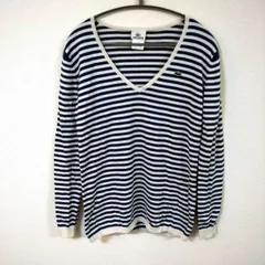 ラコステ　LACOSTE　長袖カットソー　メンズM～L相当　白色とネイビー色　ボーダー柄　ロゴ入り