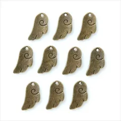 T-220X アンティーク チャーム【羽 小】10個セット 金古美 フェザー 翼 羽根 ピアス イヤリング ブレスレット ネックレス ハンドメイド アクセサリー パーツ