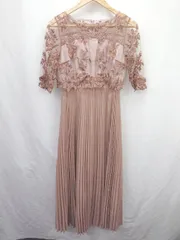 ◇ ⊂ ブランド不明 花柄 半袖 ロング丈 パーティードレスワンピース サイズM ピンク系 レディース E  【1507250008002】