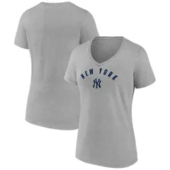 【送料無料】 ファナティクス レディース Tシャツ トップス Women's Fanatics Gray New York Yankees V-Neck T-Shirt Ynk Grey